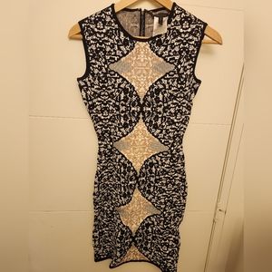 BCBG pattern bodycon dress